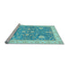 Sideview of Machine Washable Oriental Light Blue Traditional Rug, wshabs3515lblu