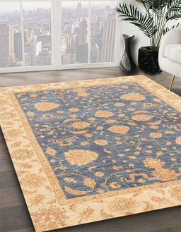 Abstract Rose Purple Oriental Rug in Family Room, abs3515
