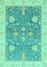 Machine Washable Oriental Turquoise Traditional Area Rugs, wshabs3515turq