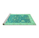 Sideview of Machine Washable Oriental Turquoise Traditional Area Rugs, wshabs3515turq