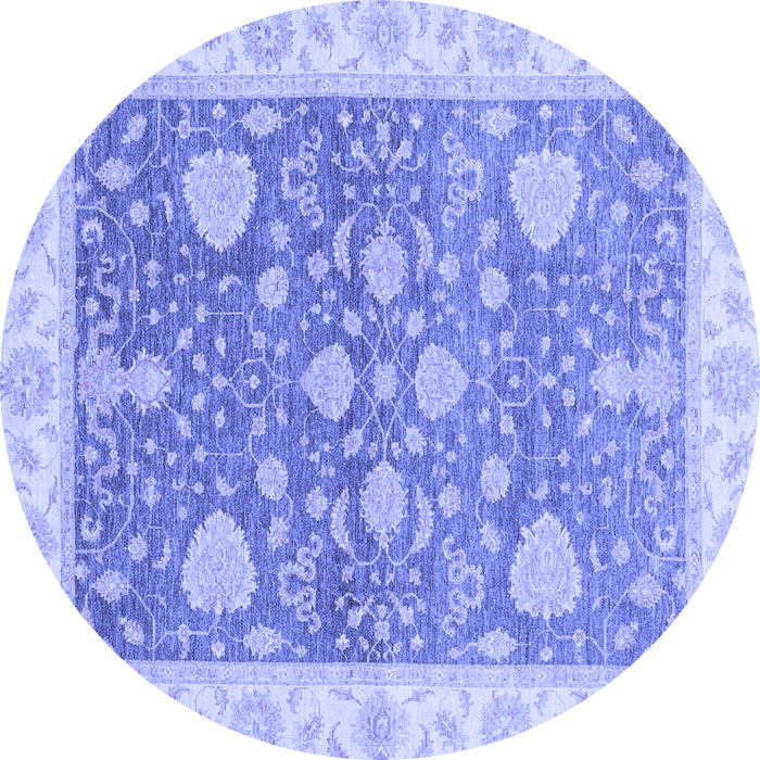 Round Oriental Blue Traditional Rug, abs3515blu