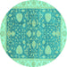 Round Oriental Turquoise Traditional Rug, abs3515turq