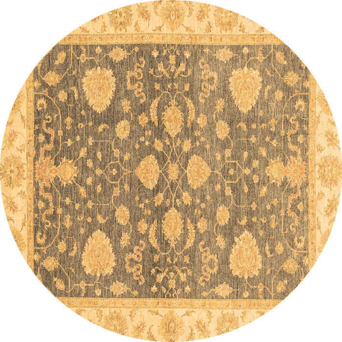 Round Machine Washable Oriental Brown Traditional Rug, wshabs3515brn