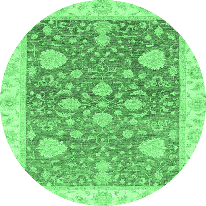 Round Oriental Emerald Green Traditional Rug, abs3515emgrn