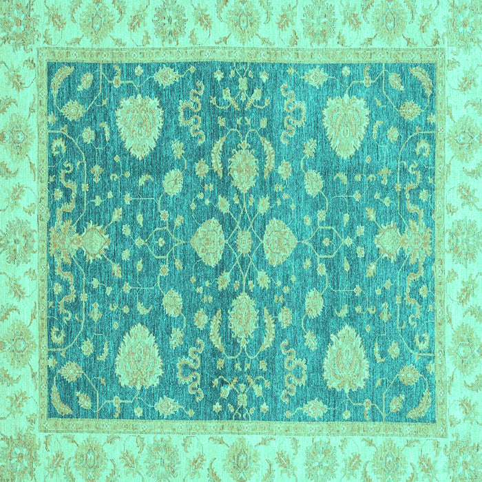 Square Oriental Turquoise Traditional Rug, abs3515turq