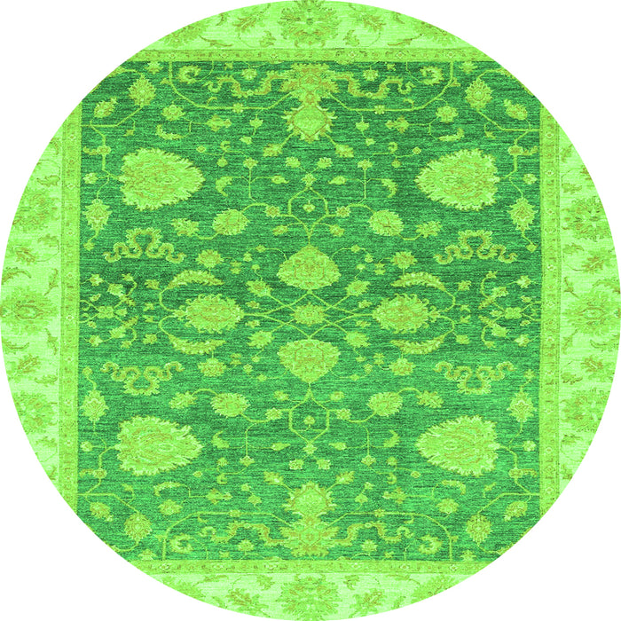 Round Machine Washable Oriental Green Traditional Area Rugs, wshabs3515grn