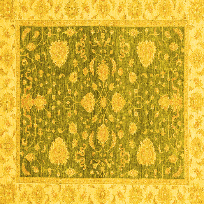Square Machine Washable Oriental Yellow Traditional Rug, wshabs3515yw