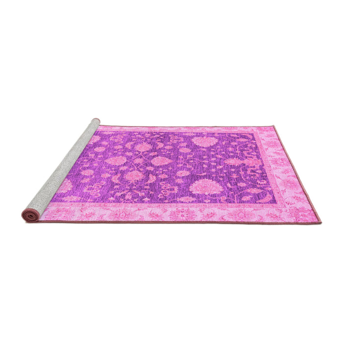 Sideview of Machine Washable Oriental Pink Traditional Rug, wshabs3515pnk