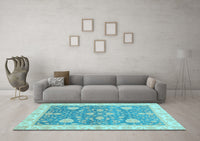 Machine Washable Oriental Light Blue Traditional Rug, wshabs3515lblu