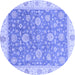 Round Machine Washable Oriental Blue Traditional Rug, wshabs3516blu