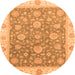 Round Oriental Orange Traditional Rug, abs3516org