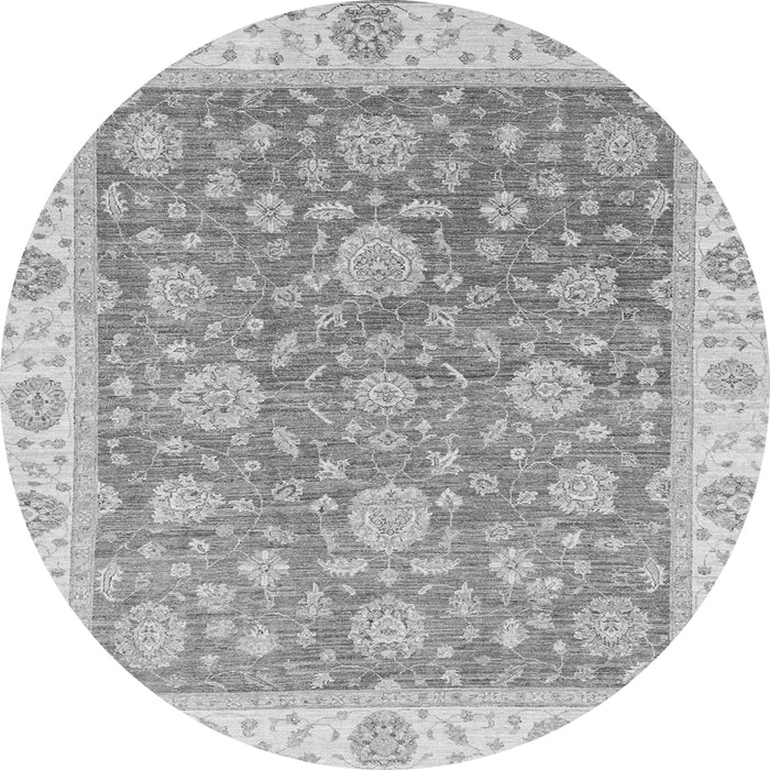 Round Machine Washable Oriental Gray Traditional Rug, wshabs3516gry