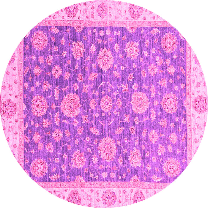 Round Machine Washable Oriental Pink Traditional Rug, wshabs3516pnk