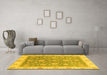 Machine Washable Oriental Yellow Traditional Rug in a Living Room, wshabs3516yw