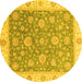 Round Oriental Yellow Traditional Rug, abs3516yw