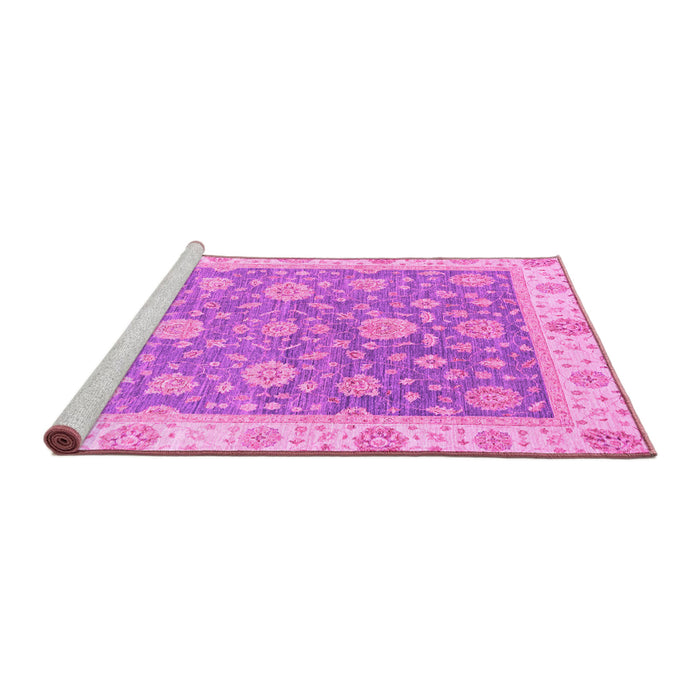 Sideview of Machine Washable Oriental Pink Traditional Rug, wshabs3516pnk