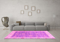 Machine Washable Oriental Pink Traditional Rug, wshabs3516pnk