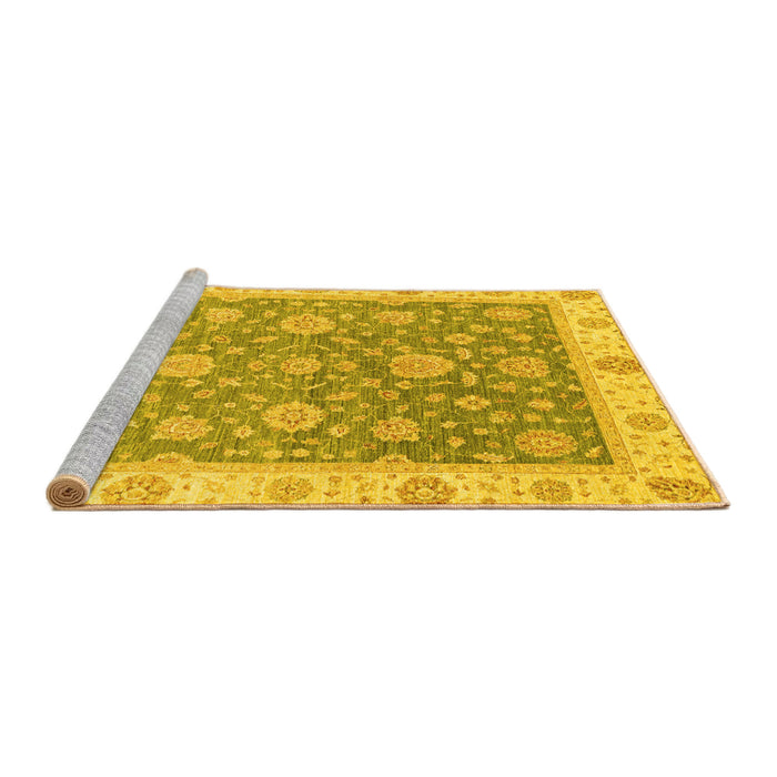 Sideview of Machine Washable Oriental Yellow Traditional Rug, wshabs3516yw