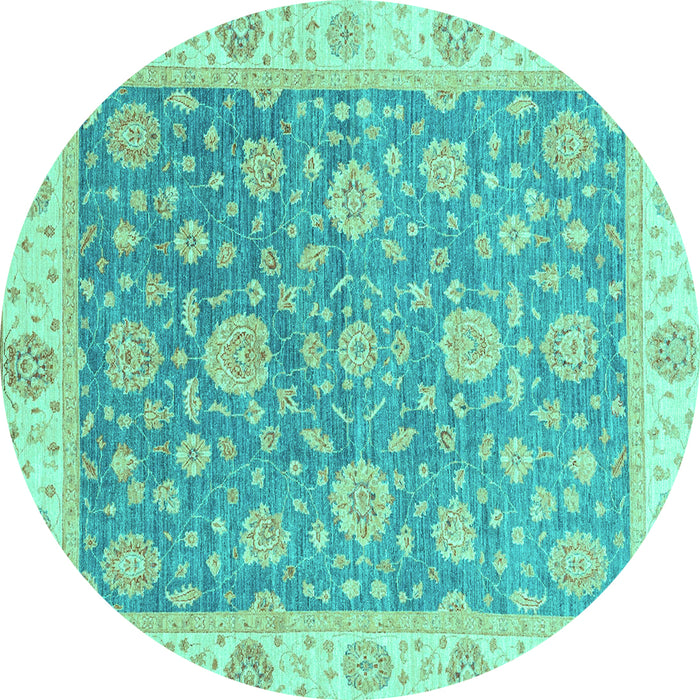 Round Oriental Turquoise Traditional Rug, abs3516turq