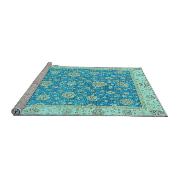 Sideview of Machine Washable Oriental Light Blue Traditional Rug, wshabs3516lblu