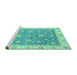 Sideview of Machine Washable Oriental Turquoise Traditional Area Rugs, wshabs3516turq