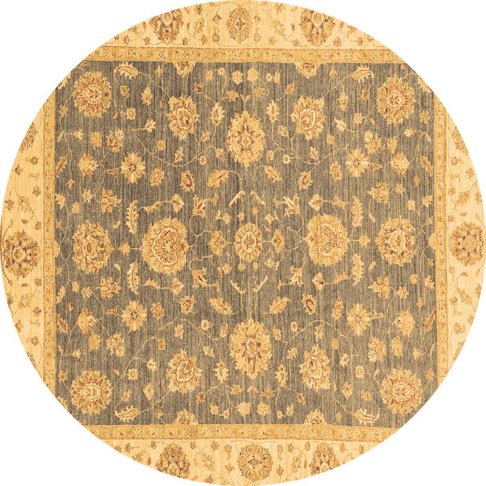 Round Oriental Brown Traditional Rug, abs3516brn