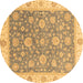 Round Oriental Brown Traditional Rug, abs3516brn