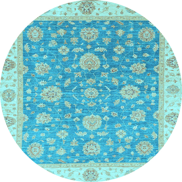 Round Oriental Light Blue Traditional Rug, abs3516lblu