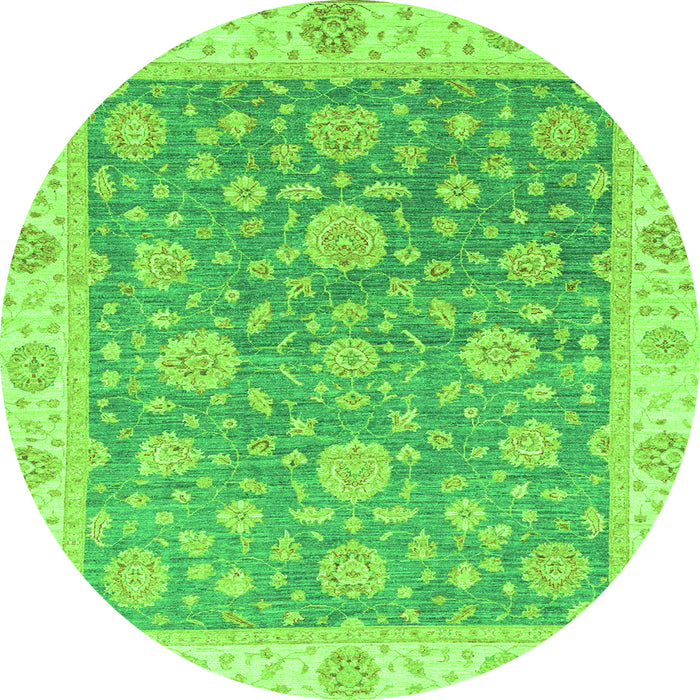 Round Oriental Green Traditional Rug, abs3516grn