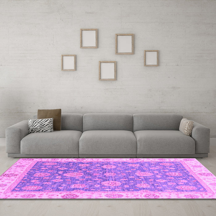 Machine Washable Oriental Purple Traditional Area Rugs in a Living Room, wshabs3516pur