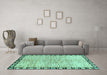 Machine Washable Abstract Turquoise Modern Area Rugs in a Living Room,, wshabs3517turq