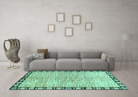 Machine Washable Abstract Turquoise Modern Rug, wshabs3517turq