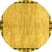 Round Machine Washable Abstract Yellow Modern Rug, wshabs3517yw