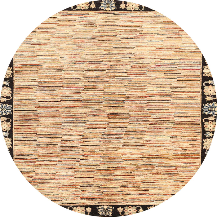 Round Abstract Light Brown Modern Rug, abs3517