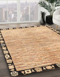 Abstract Light Brown Modern Rug, abs3517