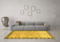 Machine Washable Abstract Yellow Modern Rug, wshabs3517yw