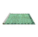 Sideview of Machine Washable Abstract Turquoise Modern Area Rugs, wshabs3517turq