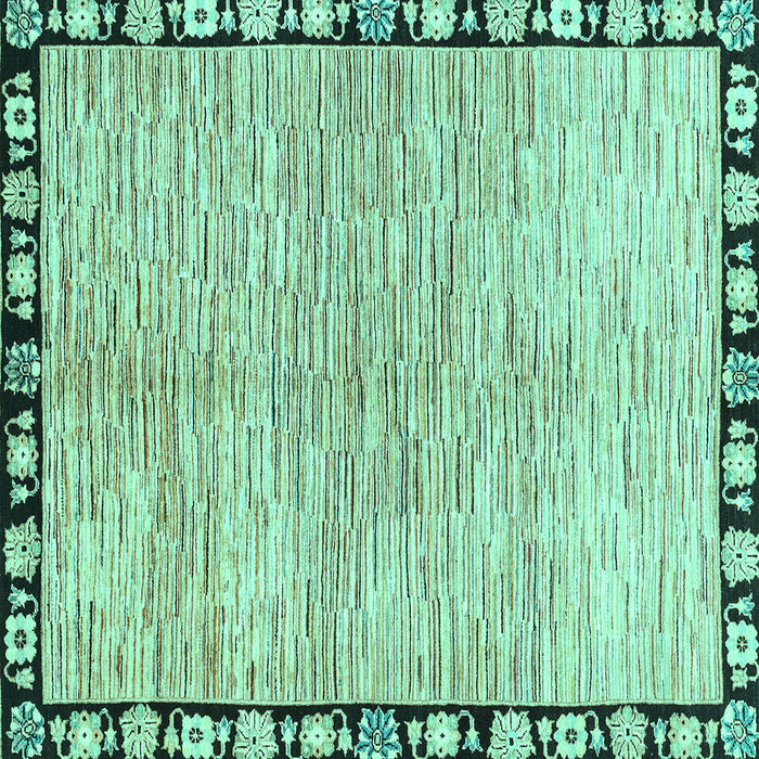 Square Machine Washable Abstract Turquoise Modern Area Rugs, wshabs3517turq