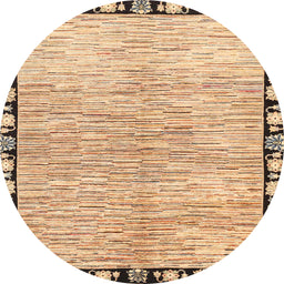 Round Machine Washable Abstract Light Brown Rug, wshabs3517