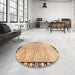 Round Abstract Light Brown Modern Rug in a Office, abs3517