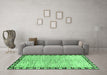 Machine Washable Abstract Emerald Green Modern Area Rugs in a Living Room,, wshabs3517emgrn