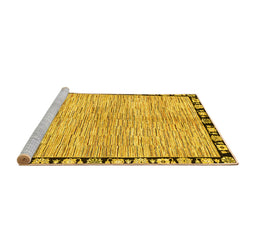 Sideview of Machine Washable Abstract Yellow Modern Rug, wshabs3517yw