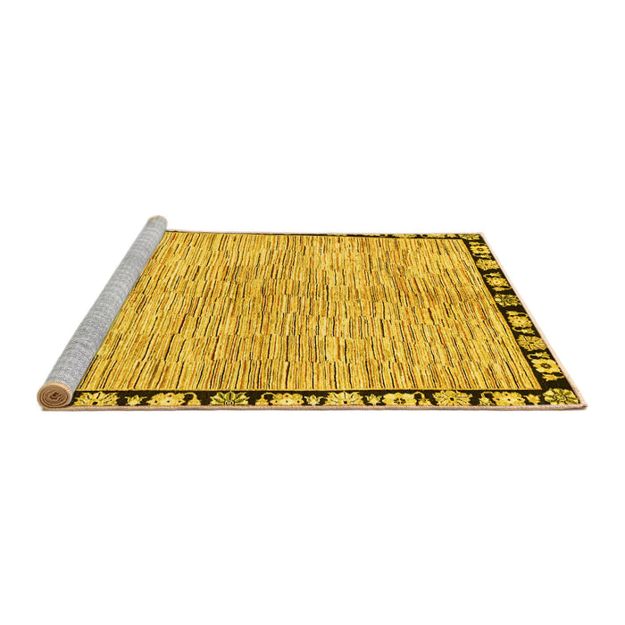 Sideview of Machine Washable Abstract Yellow Modern Rug, wshabs3517yw