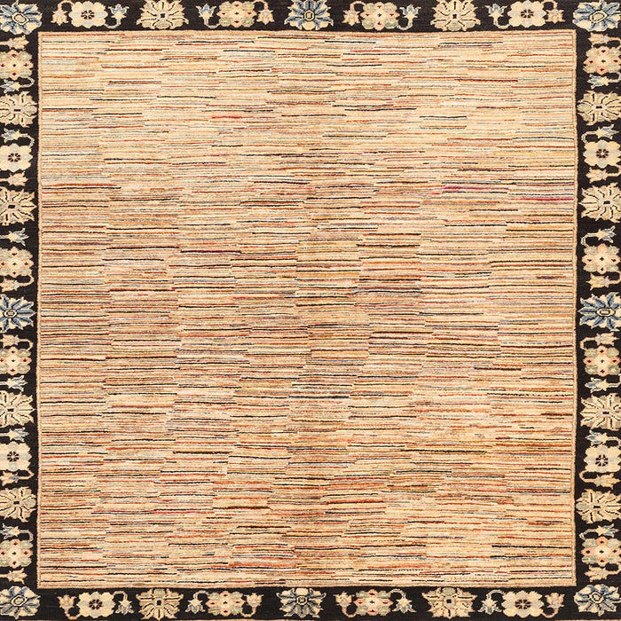 Square Abstract Light Brown Modern Rug, abs3517
