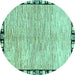 Round Abstract Turquoise Modern Rug, abs3517turq