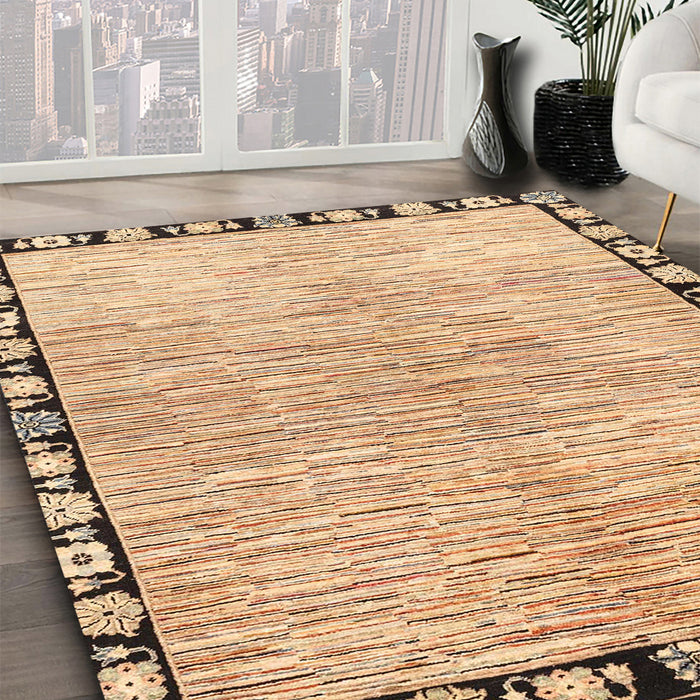 Abstract Light Brown Modern Rug in Family Room, abs3517