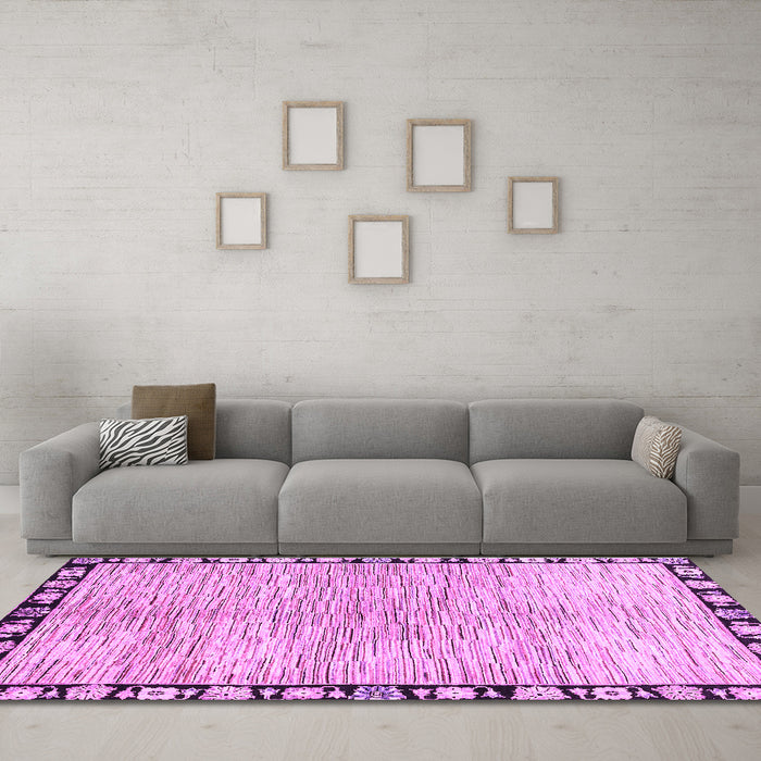 Machine Washable Abstract Purple Modern Area Rugs in a Living Room, wshabs3517pur
