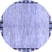 Round Abstract Blue Modern Rug, abs3517blu