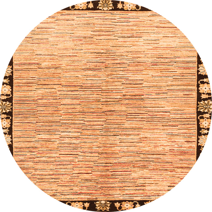 Round Abstract Orange Modern Rug, abs3517org
