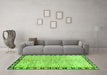 Machine Washable Abstract Green Modern Area Rugs in a Living Room,, wshabs3517grn